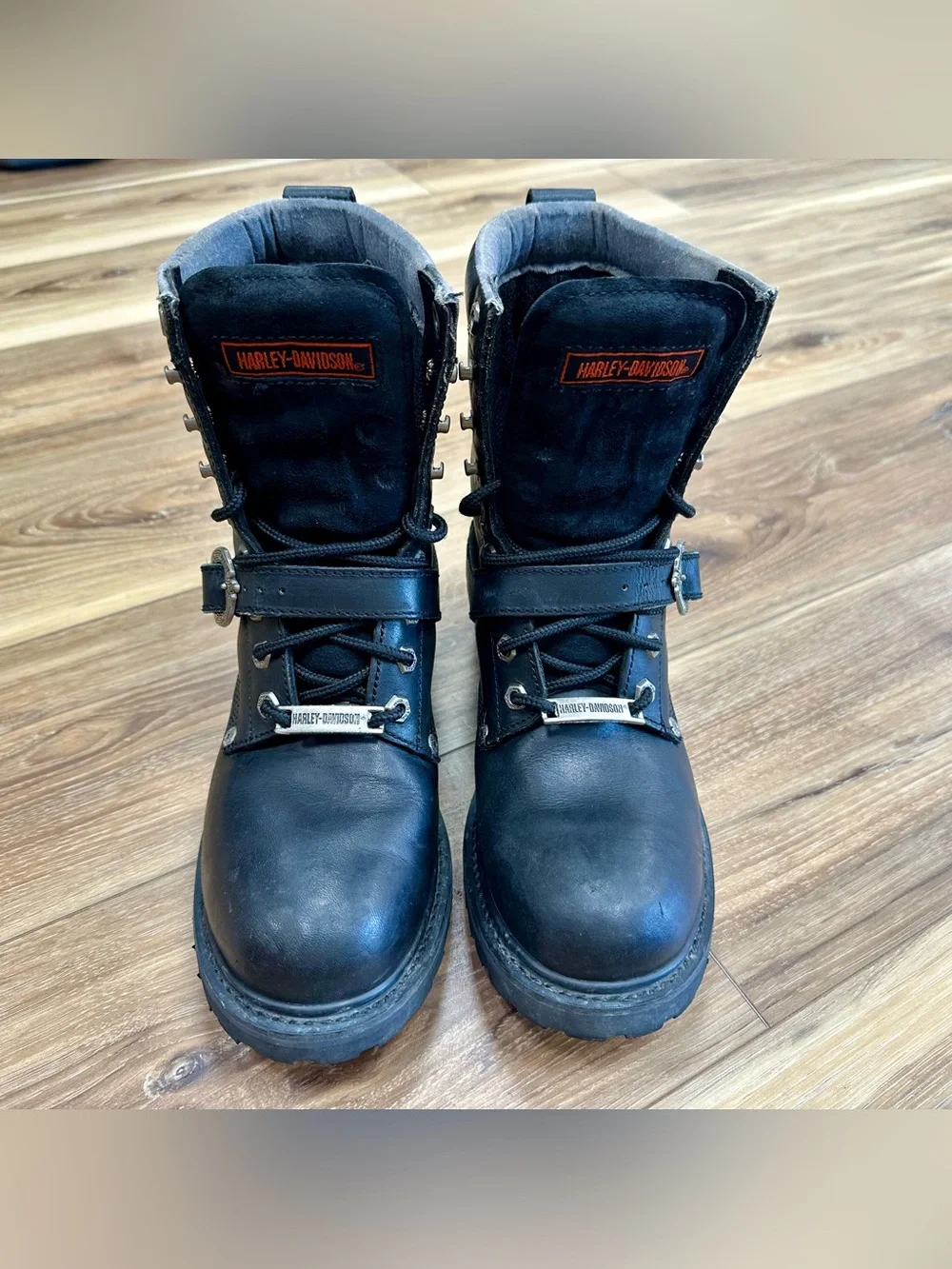Harley Davidson Faded Glory Leather Lug Sole Motorcycle Boots 91003 Size 7.5